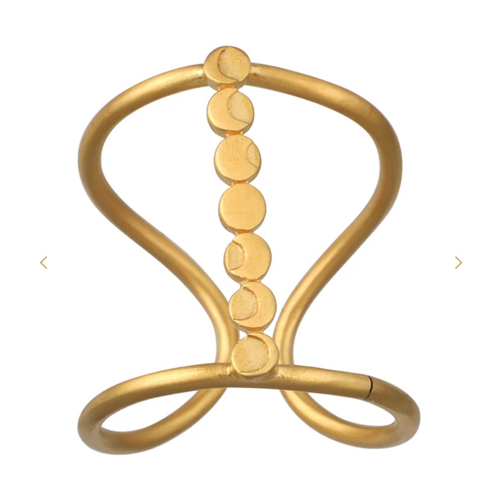 SATYA JEWELRY Cycles of the Goddess Moon Adjustable Gold Ring